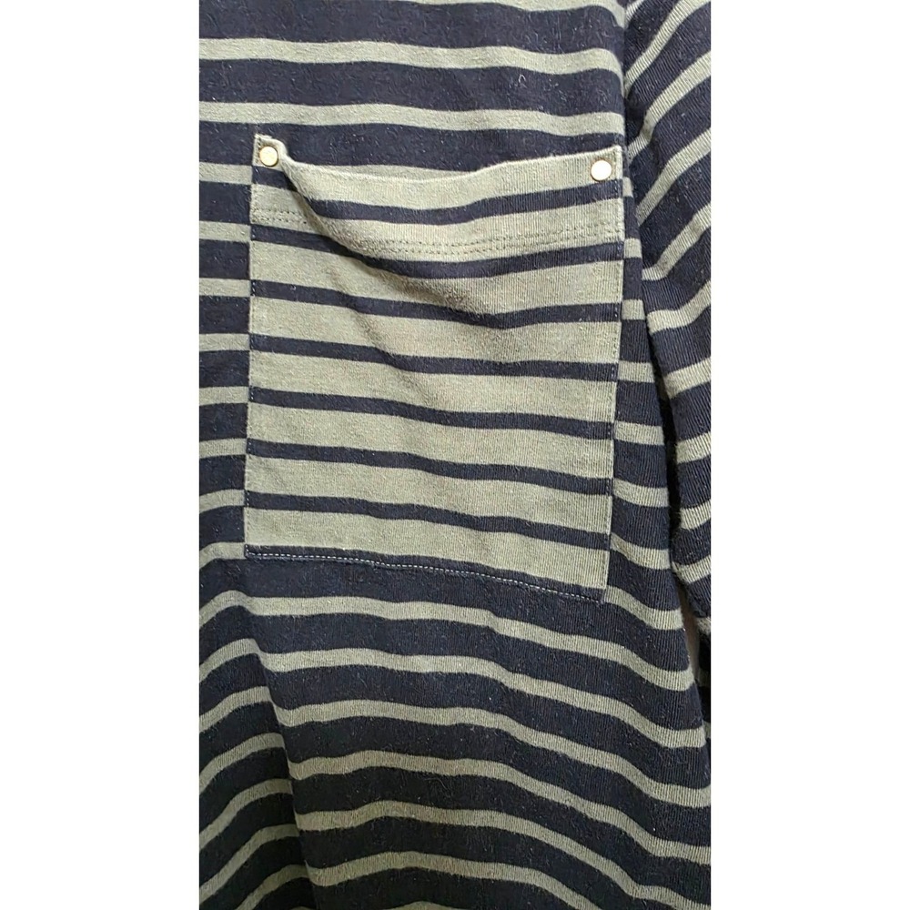 Lauren Ralph Lauren Women Black & Green Striped Long Sleeve Shirt W/ Pocket XL - Picture 4 of 7